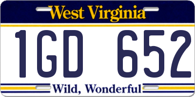 WV license plate 1GD652