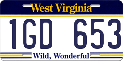 WV license plate 1GD653