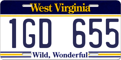 WV license plate 1GD655
