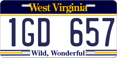 WV license plate 1GD657