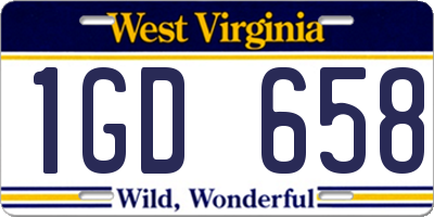 WV license plate 1GD658