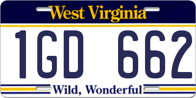 WV license plate 1GD662