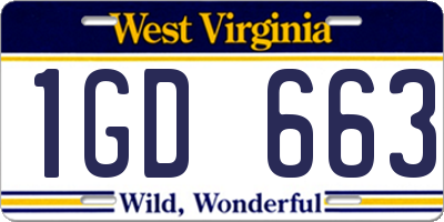 WV license plate 1GD663
