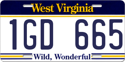 WV license plate 1GD665