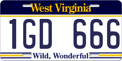 WV license plate 1GD666