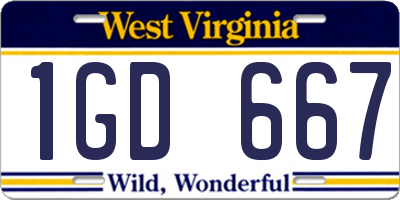 WV license plate 1GD667