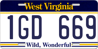 WV license plate 1GD669