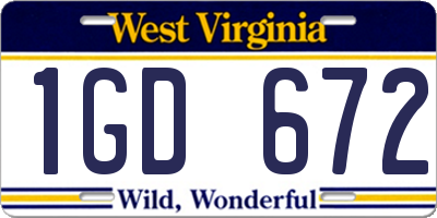 WV license plate 1GD672