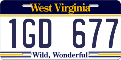 WV license plate 1GD677