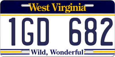 WV license plate 1GD682