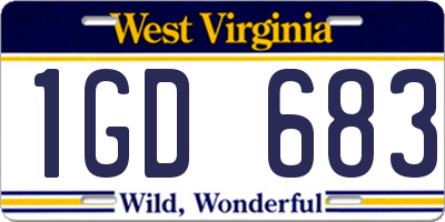 WV license plate 1GD683