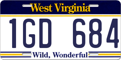 WV license plate 1GD684