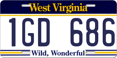 WV license plate 1GD686
