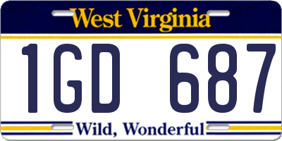 WV license plate 1GD687