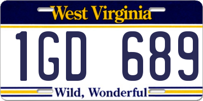 WV license plate 1GD689