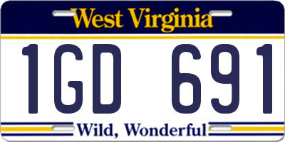 WV license plate 1GD691