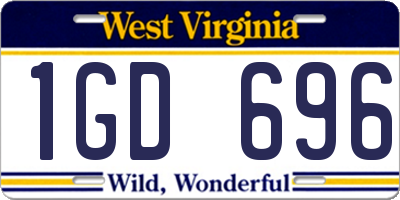 WV license plate 1GD696