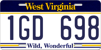 WV license plate 1GD698