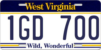 WV license plate 1GD700