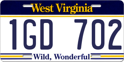 WV license plate 1GD702