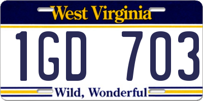 WV license plate 1GD703