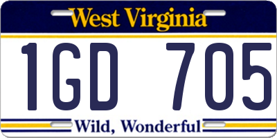 WV license plate 1GD705