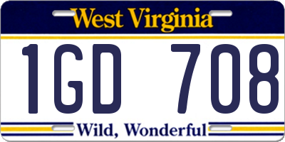WV license plate 1GD708