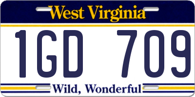 WV license plate 1GD709