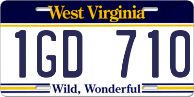 WV license plate 1GD710