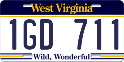 WV license plate 1GD711