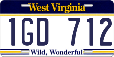 WV license plate 1GD712