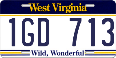 WV license plate 1GD713