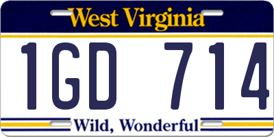 WV license plate 1GD714