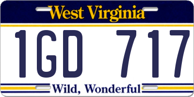 WV license plate 1GD717