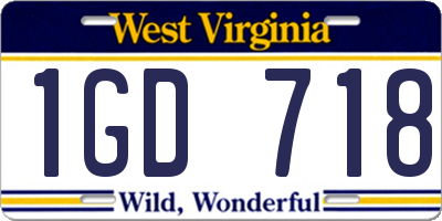 WV license plate 1GD718