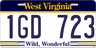 WV license plate 1GD723