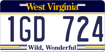 WV license plate 1GD724
