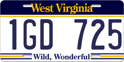 WV license plate 1GD725