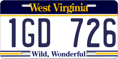 WV license plate 1GD726