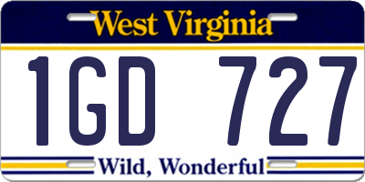 WV license plate 1GD727