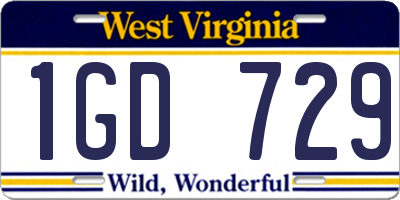 WV license plate 1GD729