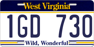 WV license plate 1GD730