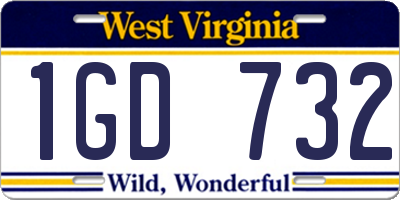 WV license plate 1GD732