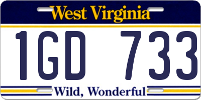WV license plate 1GD733