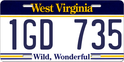 WV license plate 1GD735