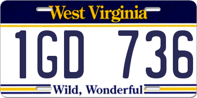 WV license plate 1GD736