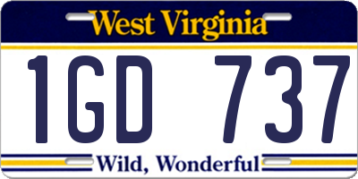 WV license plate 1GD737