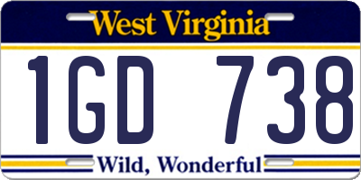 WV license plate 1GD738