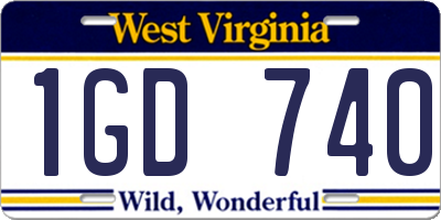 WV license plate 1GD740