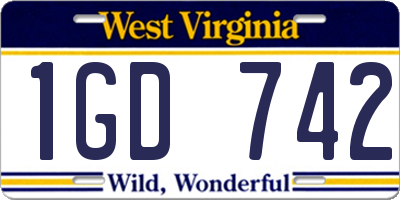 WV license plate 1GD742